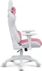 A side view of a white and pink gaming chair on a white background. Produktbild-Vorschau