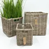 Rattan Pflanzkorb Set 3 Stück Kubu Grau quadratisch mit Produktbild-Vorschau 1