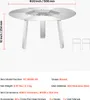 A product shot of a round metal heat diffuser with legs, with dimensions and specifications listed. Produktbild-Vorschau