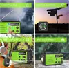 A collage of four images showcasing the features of a portable emergency radio. Produktbild-Vorschau