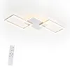 A modern white LED ceiling light with a remote control against a white background. Produktbild-Vorschau