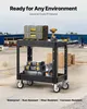 A black utility cart with tools and storage containers on it, placed outdoors in front of a blue building. Anteprima dell’immagine prodotto