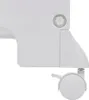 Close-up of a white plastic component of a baby changing table with a wheel attached. Produktbild-Vorschau
