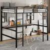 Łóżko piętrowe Merax loft 90x200 cm, z biurkiem, 5 małych Podgląd zdjęcia produktu 1