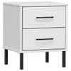 vidaXL Table de nuit OSLO avec pieds métalliques Blanc Pin Voir les images du produit 2