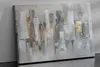 Abstraktion in Grau und Gold Modernes Leinwandbild für Produktbild-Vorschau 3