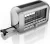 A studio shot of a metallic toaster with its crumb tray extended. Podgląd zdjęcia produktu