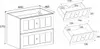Technical drawing of a bathroom cabinet with dimensions and separate views of the drawers. Náhľad obrázku produktu