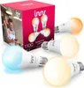 A product box and several smart light bulbs are displayed. Produktbild-Vorschau