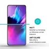 A smartphone screen protector with matte finish is shown, with text describing its anti-glare properties. Produktbild-Vorschau