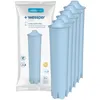 A package of Wessper Aqua Blue coffee machine water filters, with five filters arranged in a row next to it. Náhled obrázku produktu
