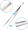 A pair of stainless steel kitchen tongs is shown against a white background, with close-up insets highlighting the textured grip. Produktbild-Vorschau