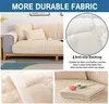 A collage of images showing a sofa with a beige cover, close-ups of the fabric texture and anti-slip backing, and a folded cover with a rose. Náhled obrázku produktu