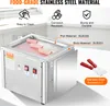 A stainless steel ice cream roll maker with product features highlighted by text and icons. Voir les images du produit