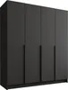 A dark gray wardrobe with four doors and metal handles, shown from a slight angle against a white background. Produktbild-Vorschau