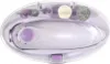 A white and purple electric nail file set with multiple attachments, neatly arranged in its clear plastic case. Produktbild-Vorschau