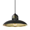 A black and gold pendant light fixture with a visible light bulb, isolated on a white background. Produktbild-Vorschau