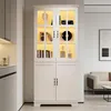 Merax Hochschrank mit LED und Glastüren, Vitrine Produktbild-Vorschau 6