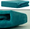 A folded teal blanket is shown in two close-up views. Produktbild-Vorschau