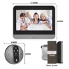 A collage showing a digital peephole viewer and its components with dimensions. Náhľad obrázku produktu
