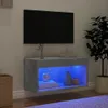 The Living Store TV-Schrank mit LED-Leuchten Betongrau Produktbild-Vorschau 4
