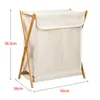 Wäschekorb faltbare Wäschebox aus Bambus 56.5x50x34cm Produktbild-Vorschau 5