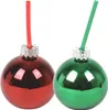 Trinkglas Christbaumkugel 400 ml mit Trinkhalm glänzendes Produktbild-Vorschau 6