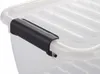 Close-up of a black handle attached to the rim of a transparent plastic storage box. Produktbild-Vorschau