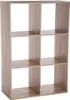 A freestanding, six-compartment shelving unit with a natural wood effect finish, presented against a plain white background. Náhled obrázku produktu