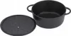 A black cast iron pot and its lid are shown on a white background. Produktbild-Vorschau
