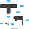 Diagram showing dimensions and specifications of a black shower faucet. Produktbild-Vorschau