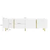 A diagram of a white TV cabinet with gold accents, showing dimensions. Anteprima dell’immagine prodotto