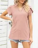 ASKSA Damen T-Shirt Blütenblatt Ärmel Aushöhlen Bluse Produktbild-Vorschau 5