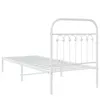 A white metal bed frame against a white background. Produktbild-Vorschau