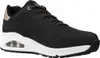 A single black Skechers sneaker with white sole and rose gold accents. Náhled obrázku produktu