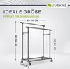 A double-bar garment rack with dimensions shown, on a light gray and white background. Podgląd zdjęcia produktu