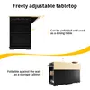 A kitchen island cart shown in two configurations: one folded as a storage cabinet and another with its tabletop extended. Náhľad obrázku produktu