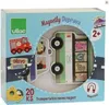 The image shows the retail packaging of a Vilac wooden magnet set for children, featuring various transportation vehicles and animal characters. Produktbild-Vorschau