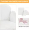 Close-up shots of a white chair, highlighting its velvet texture and foam cushion. Produktbild-Vorschau