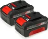 Two black and red cordless power tool batteries are shown against a white background. Produktbild-Vorschau
