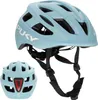 A product shot of a light blue bicycle helmet, with a smaller view of the back of the helmet. Produktbild-Vorschau