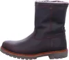 A side view of a brown leather boot with a fur lining. Produktbild-Vorschau
