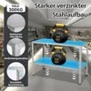 A two-tier shelving unit with weights on each shelf, set in a retail or storage environment. Voir les images du produit