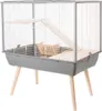 A hamster cage with wooden platforms and ramps, standing on four wooden legs. Náhled obrázku produktu
