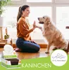 A woman is giving a high-five to her dog indoors, with a product box in the foreground. Podgląd zdjęcia produktu