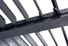 Close-up view of the structural components of a modern pergola, showing the interlocking metal beams and fasteners. Produktbild-Vorschau