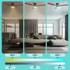 A comparison of a ceiling fan with lights at different color temperatures and brightness levels. Náhled obrázku produktu
