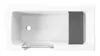 A top-down view of a white bathtub with a gray mat on one end and a chrome faucet assembly at the bottom. Produktbild-Vorschau
