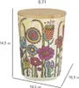 A decorative storage container with a floral design and a bamboo lid, shown with dimensions indicated. Produktbild-Vorschau