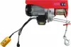 A red electric hoist with a remote control and hook, isolated on a white background. Podgląd zdjęcia produktu
